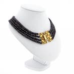 Antieke kralencollier met gouden sierslot (Ketting), Gebruikt, Overige kleuren, Ophalen of Verzenden, Met edelsteen