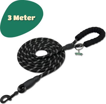 Mister Mill Reflecterende Hondenriem 3 Meter Zwart - Honden, Ophalen of Verzenden, Nieuw