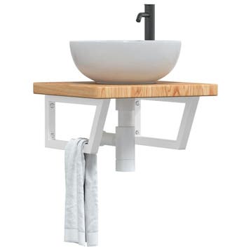 vidaXL Badkamer wandschap staal en massief eikenhout, Verzenden, Nieuw