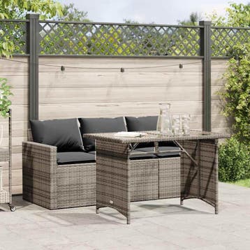 vidaXL 2-delige Tuinset met kussens poly rattan grijs, Verzenden, Nieuw, Tuinset