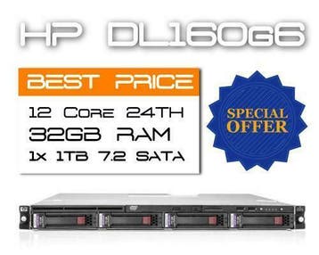 Server HP DL160G6 / 8 Core 16TH / 32GB RAM / 300GB 15K SATA, 2 tot 3 Ghz, 32 GB, Hot swappable onderdelen, Refurbished