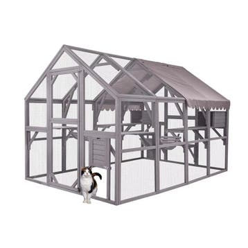 MaxxPet Kattenkooi - kattenvolière - 280x180x174cm Grijs, Dieren en Toebehoren, Verzenden, Nieuw
