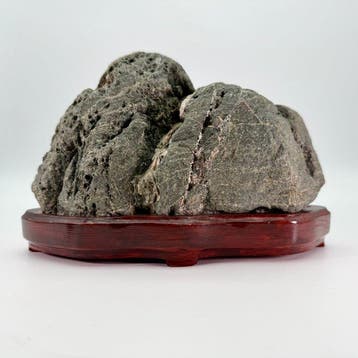 Steen, Hout - Japanse suiseki – Ibigawa Yomogi-steen met op