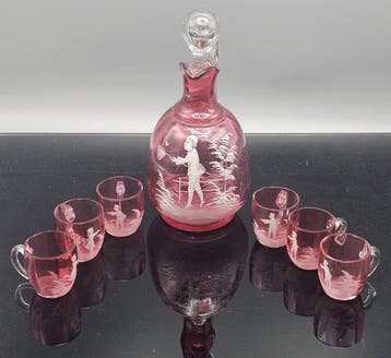 Mary Gregory - 1890 - Etats Unis - Drinkservies voor 6 (7) -