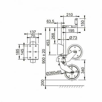 Neuswiel automatisch opklapbaar 800kg 260x65mm, Ophalen of Verzenden, Nieuw