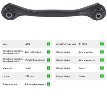 Draagarm Achteras Buiten Onder Volkswagen Beetle 1.6 TDI, Verzenden, Nieuw, Volkswagen