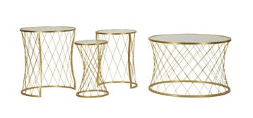 TAFEL NOAH GOUD SET 4 STUKS CM Ø 70X45-47X54,5-36x50-28x45, Huis en Inrichting, Tafels | Salontafels, Ophalen of Verzenden, Nieuw