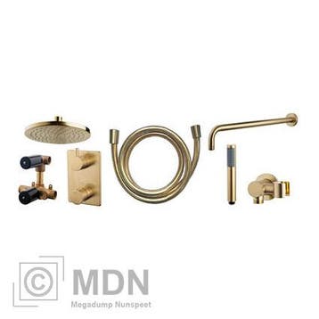 Inbouw regendouche set rond type 402 geborsteld messing (20c, Verzenden, Nieuw