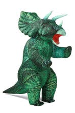 KIMU® Opblaas Kostuum Triceratops Groen Opblaasbaar Pak Dino, Carnaval, Nieuw, Overige maten, Ophalen of Verzenden