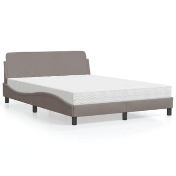 vidaXL Bed met matras Dover stof taupe 120x200 cm, Verzenden, Nieuw, Twijfelaar, 120 cm