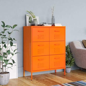 vidaXL Ladekast 80x35x101,5 cm staal oranje, Verzenden, Nieuw