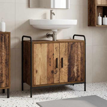 vidaXL Badkamerkast Oud hout 65,5 x 34 x 61 cm Bewerkt hout, Huis en Inrichting, Verzenden, Nieuw