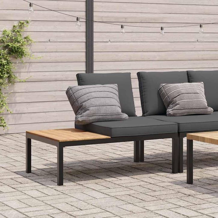 vidaXL Tuinbank met kussens aluminium zwart, Tuin en Terras, Tuinbanken, Nieuw, Aluminium, Verzenden