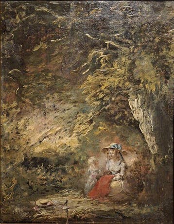 French school (XVIII-XIX) - A lady and child in a wood, Antiek en Kunst