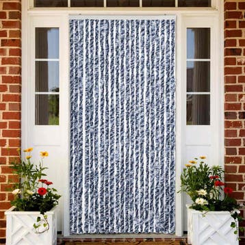 vidaXL Vliegengordijn 90x200 cm chenille blauw en wit, Verzenden, Nieuw, Blauw