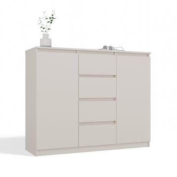 Dressoir - 120 cm 4 lades  creme 2D4S creme (Dressoirs), Verzenden, Nieuw, Overige houtsoorten, Met lade(s)