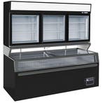 SUPERMARKT WANDVRIESKAST ZWART 3 GLASDEUREN MET VRIESKIST, Witgoed en Apparatuur, Vriezers en Diepvrieskisten, Ophalen of Verzenden