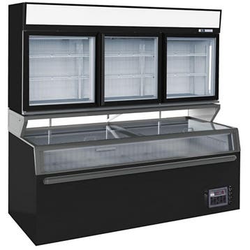 SUPERMARKT WANDVRIESKAST ZWART 3 GLASDEUREN MET VRIESKIST, Ophalen of Verzenden, Nieuw