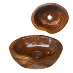 Wastafel | Wasbak | Ovaal | Teakhout | 30x25x12cm | Bruin, Verzenden, Nieuw