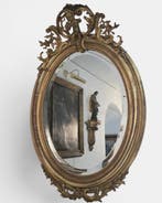 Wandspiegel - Verguld hout - Antieke spiegel met Putto