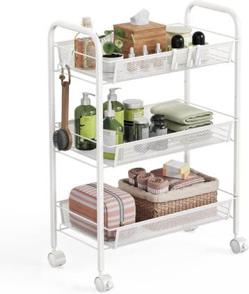 Opbergtrolley 3 niveaus wit metaal | Retourdeal 39% Korting, Ophalen of Verzenden, Zo goed als nieuw