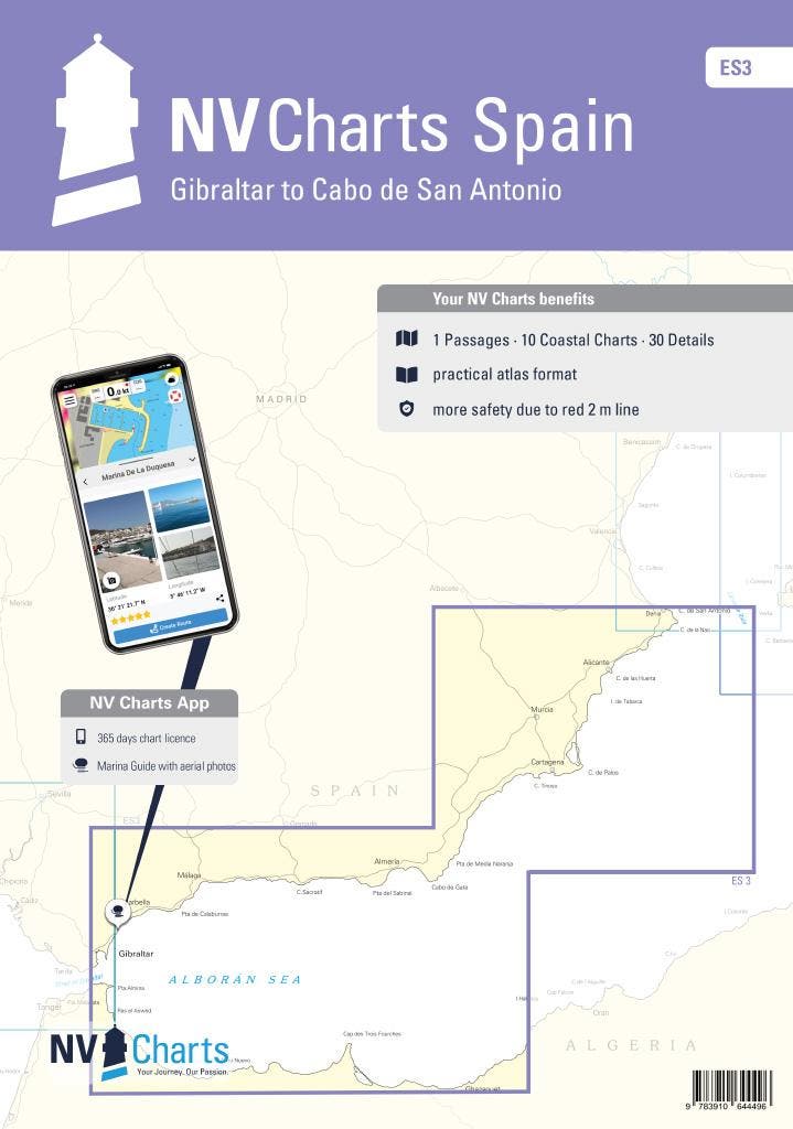NV Charts Spanje - ES 3 - Gibraltar naar Cabo San Antonio, Watersport en Boten, Accessoires en Onderhoud, Nieuw, Ophalen of Verzenden
