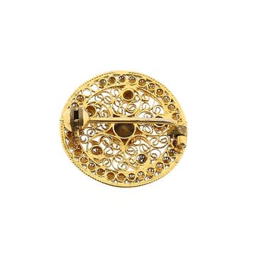 Filigrain broche met rode zirconia; 20 karaat, Gebruikt, Ophalen of Verzenden, Met edelsteen, Goud