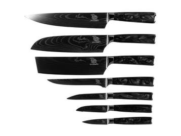 Veiling - Messerhai 8dlg Messenset RVS 15° Kuro Black Edit., Nieuw