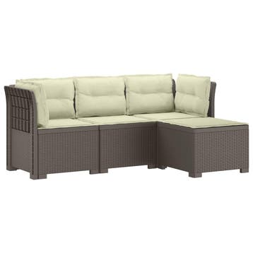 vidaXL 4-Persoons Tuinbank met Kussens Rieten Look PP, Verzenden, Nieuw