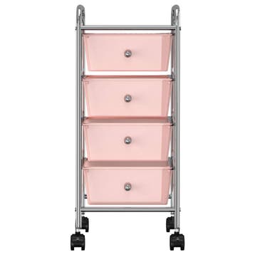 vidaXL Opbergtrolley met 4 lades mobiel kunststof roze, Verzenden, Nieuw