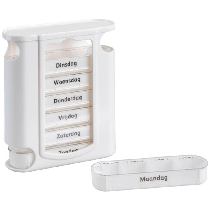 Pillendoosje 7 daags / 4 vakjes per dag - WIT, Diversen, Verpleegmiddelen, Ophalen of Verzenden