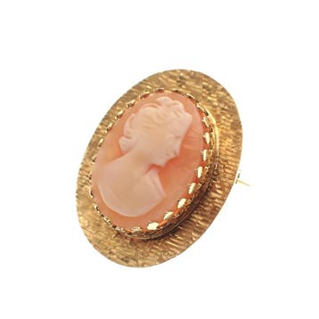 Vintage 18 Krt. Gouden broche/hanger met camee., Ophalen of Verzenden, Gebruikt, Goud, Overige merken