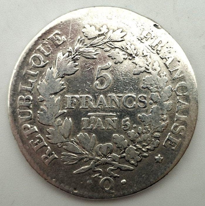 Frankrijk. Directoire (1795-1799). 5 Francs An 5-Q, Postzegels en Munten, Munten | Europa | Niet-Euromunten
