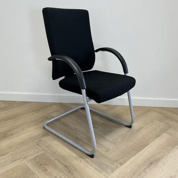 Dauphin vergaderstoel / sledestoel, zwart - grijs, Ophalen of Verzenden, Gebruikt, Stof, Eén