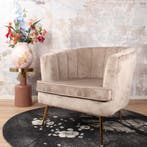 Norah fauteuil velvet champagne/taupe, Huis en Inrichting, Stoelen, Ophalen of Verzenden, Nieuw