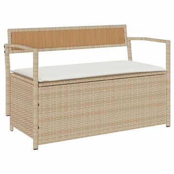 vidaXL Tuinbank met kussen beige polyrotan, Verzenden, Nieuw