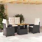 vidaXL 4-delige Tuinset met kussens poly rattan zwart, Verzenden, Nieuw, 4 zitplaatsen, Tuinset