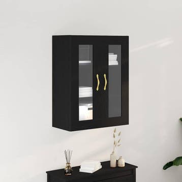 vidaXL Wandkast Zwart Eiken 69,5 x 34 x 90 cm Bewerkt hout, Minder dan 50 cm, Verzenden, Nieuw, Minder dan 100 cm