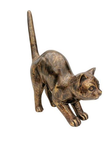 Beeldje - a scaredy cat - Brons
