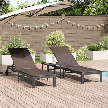 vidaXL Ligstoel 3 st poly rattan Bruin, Verzenden, Nieuw