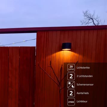 Solar LED wandlamp downlight Sven voordeelset van 2, Zonne-energie, Verzenden, Minder dan 50 watt, Wandlamp
