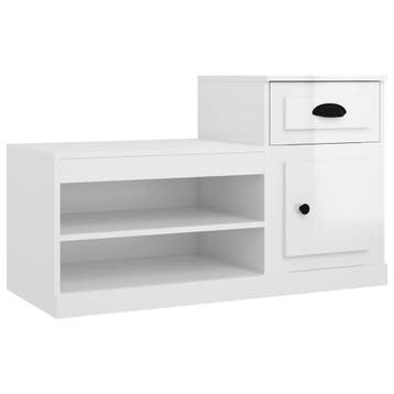 vidaXL Schoenenkast 100x42x60 cm bewerkt hout hoogglans wit, Verzenden, Nieuw