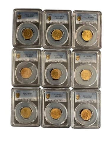 Gouden Wilhelmina serie 10 gulden 1911-1933 MS65 PCGS, Verzenden, Goud, Koningin Wilhelmina, Losse munt
