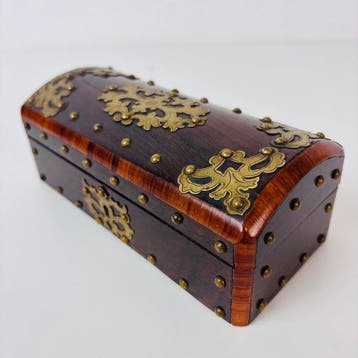 Kist - Antieke Chinese hardhouten doos met messing – 1900 -, Antiek en Kunst