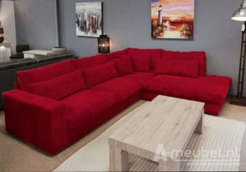 Hoekbank Ijsselstein - hoekbanken - Rood, Nieuw, 150 cm of meer, Stof, 250 tot 300 cm