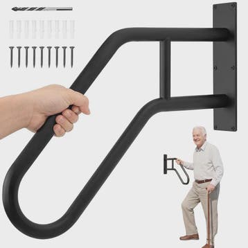 Wandmontage Trapleuning 66cm - Zwart Gesmeed IJzer - Antisli, Verzenden, Nieuw