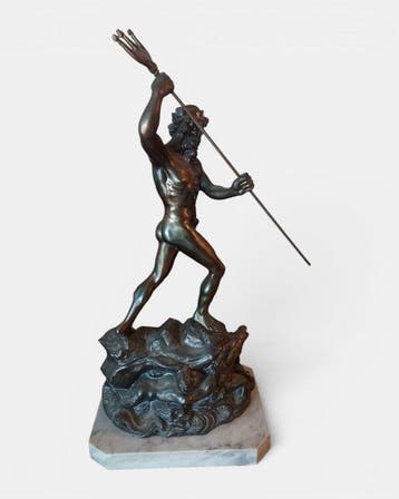 sculptuur, Nettuno - 49 cm - Marmer, Zinklegering