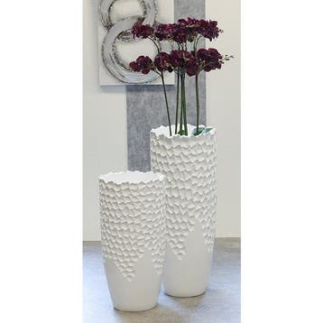 Poly/glasvezel plantenbak Carve wit H.70cm, Huis en Inrichting, Verzenden, Nieuw