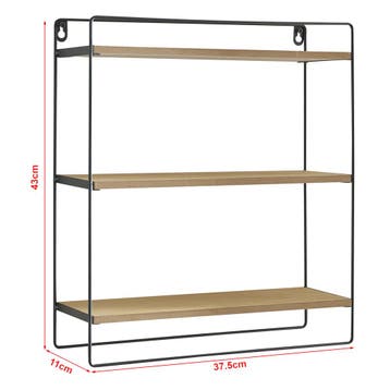 [en.casa] Wandrek Skovbo 43x37,5x11 cm zwart en houtkleurig, Huis en Inrichting, Woonaccessoires | Wandplanken en Boekenplanken