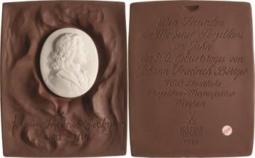 Braune Porzellanplakette 1982 Porzellanmedaille medaille..., Verzenden